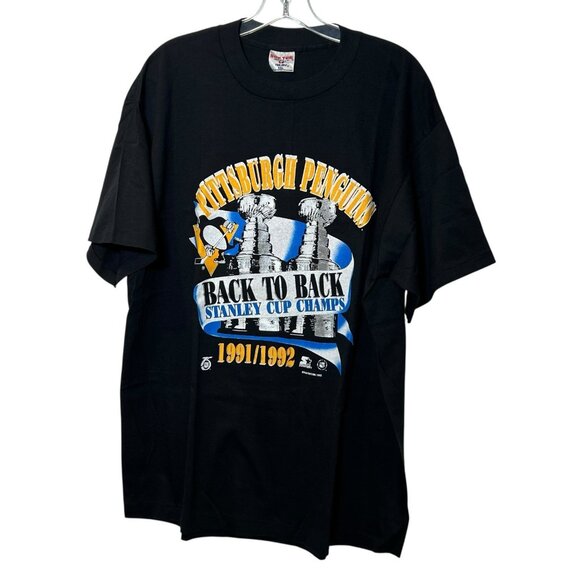 Pittsburgh Penguins Stanley Cup Champs Starter Vintage XXL Graphic Tee T-Shirt - Picture 1 of 8